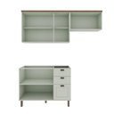 Ver imagem 1 de Cozinha Modulada Cristal 200 Cm Conjunto Completo Provençal Cor:mint com Ébano