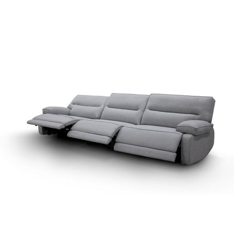 Sofá Reclinável Retrátil 303cm Swift Linho Braque Cinza G81 Gran Belo