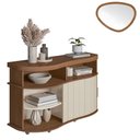 Ver imagem 2 de Balcão Buffet Magum 1 Porta com Espelho Orgânico Cinamomo/off White - Pnr Móveis