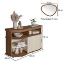 Ver imagem 3 de Balcão Buffet Magum 1 Porta com Espelho Orgânico Cinamomo/off White - Pnr Móveis