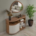 Ver imagem 1 de Balcão Buffet Magum 1 Porta com Espelho Orgânico Cinamomo/off White - Pnr Móveis