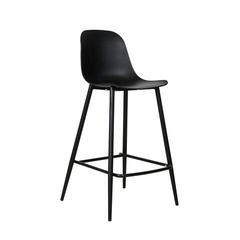Banqueta Miami Alta Assento em Polipropileno e Base em Aço com Pintura Epóxi - Cor Preto