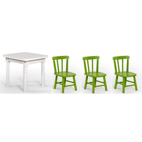 Conjunto Infantil 60x60 com 3 Cadeiras - Verde - Jm Móveis