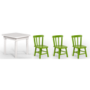 Ver imagem 1 de Conjunto Infantil 60x60 com 3 Cadeiras - Verde - Jm Móveis
