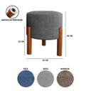 Ver imagem 3 de Kit Puff Lucca Azul Pés Palito Decorativo Recepção Redondo em Linho Cru