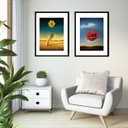 Ver imagem 2 de Kit 2 Quadros Flores Salvador Dalí - 60x48cm:madeira Branca