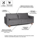 Ver imagem 5 de Sofá 3 Lugares 1,60m Fixo Veludo Plaza Cinza - Straub Web