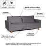 Sofá 3 Lugares 1,60m Fixo Veludo Plaza Cinza - Straub Web - 5