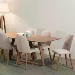 Conjunto de Jantar Mesa Avena 6 Cadeiras New Drop - Canella C/ Bege