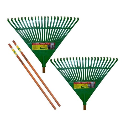 Kit 02 Vassoura Rastelo Ancinho Plástico com Cabo Trapp 1011