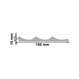 Painel Waves Branco de Poliest 155mm Santa Luzia 280cmx15,5cmx1,5cm:branco - 2