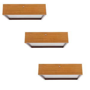 Kit 3 Plafons Quadrado Madeira 25x25 02 Luzes - Freijó
