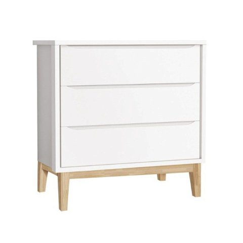 Cômoda Infantil 3 Gavetas Branca Classic Madeira Natural