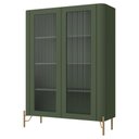 Ver imagem 4 de Cristaleira Sala de Jantar 2 Portas Vidro Pés Industrial Dourado Naim I03 Musgo - Lyam Decor