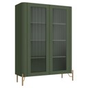 Ver imagem 1 de Cristaleira Sala de Jantar 2 Portas Vidro Pés Industrial Dourado Naim I03 Musgo - Lyam Decor