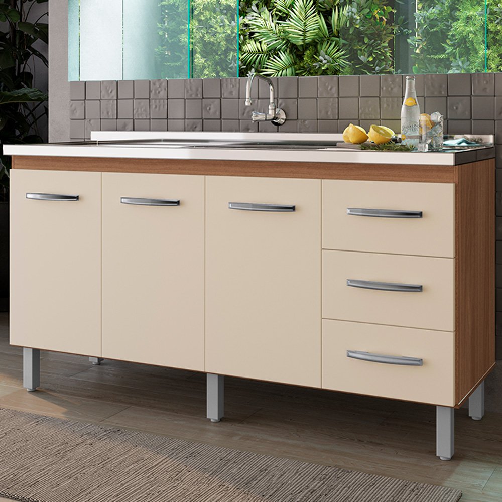 Ver imagem 2 de Balcao P/ Pia 160 Cm 3p Emily Sav Off White Mobbs