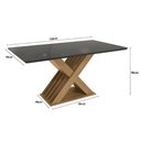 Ver imagem 3 de Mesa de Sala Jantar Graviola + Tampo Madeirado C/ Vidro 160x90cm Freijo/preto - Kappesberg