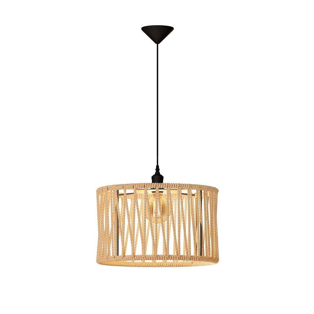 Luminária Pendente para Sala de Estar Nobre em Corda Cúpula Cor Off White - 2
