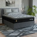 Ver imagem 1 de Cama Box Queen + Colchão Comfort Class Pillow Top 158x198cm Preto/suede Cinza