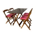 Ver imagem 2 de Mesa Dobrável com 4 Cadeiras Estofadas 120x70 Rosa
