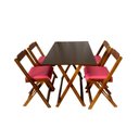 Ver imagem 1 de Mesa Dobrável com 4 Cadeiras Estofadas 120x70 Rosa