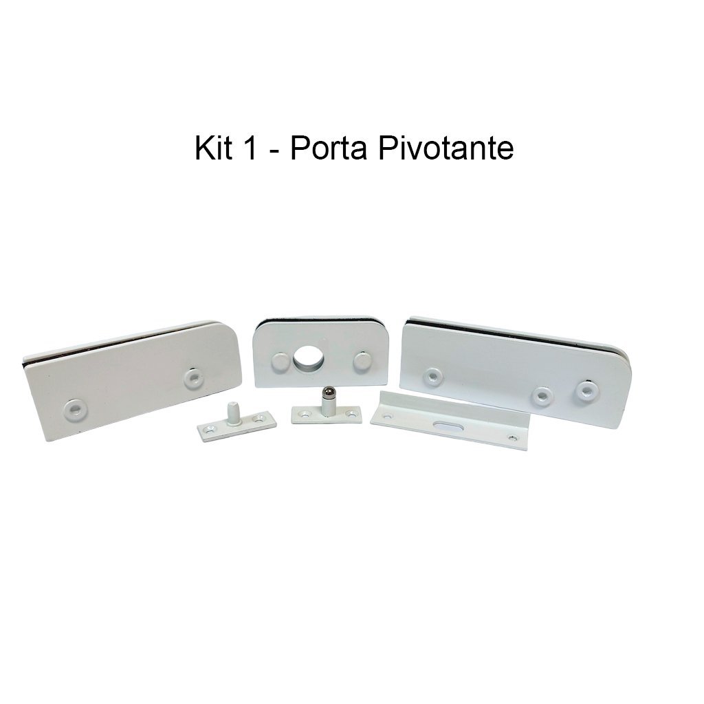Kit Instalação 1 Folhas Alumínio Branco Porta Pivotante Unica Blindex Vidro Temperado Vidro/alvenari - 3