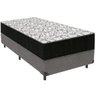 Cama Box Solteiro Cinza + Colchão Casal de Espuma D45 - Ortobom - Airtech 150 58x88x188cm - 1