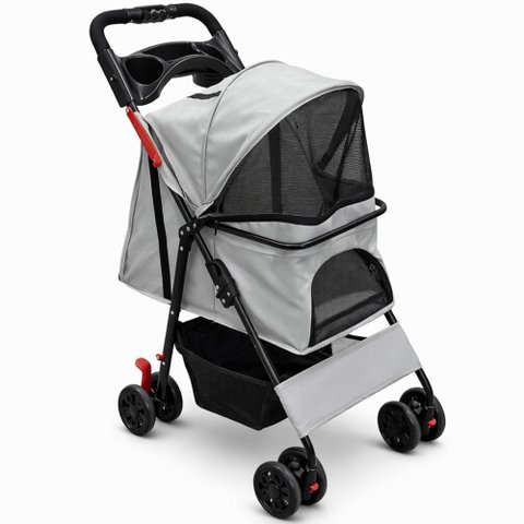 Carrinho de Passeio Pet com Porta Copo para Cães e Gatos 20kg Dobrável