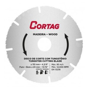 Disco de Corte Tungstênio para Madeira Cortag 110mm