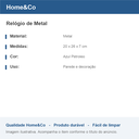 Ver imagem 4 de Relógio Decorativo de Metal Azul Petroleo 20x26x7cm Parede Mesa Decoração Sala