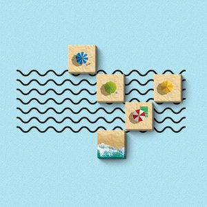 Guardas-Sol and Waves - Wall concept, montagem entre quadros e adesivo de parade - 5 peças + - Soft 