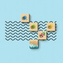 Ver imagem 1 de Guardas-Sol and Waves - Wall concept, montagem entre quadros e adesivo de parade - 5 peças + - Soft