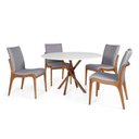 Ver imagem 1 de Conjunto Mesa de Jantar Redonda 120cm June Branca com 4 Cadeiras Garbo Cinza Escuro