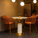 Ver imagem 2 de Conjunto Mesa de Jantar Redonda Imperial 70cm Branca com 2 Cadeiras Estofadas Marcela - Marrom