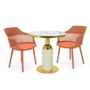 Ver imagem 1 de Conjunto Mesa de Jantar Redonda Imperial 70cm Branca com 2 Cadeiras Estofadas Marcela - Marrom
