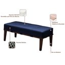 Ver imagem 3 de Puff Decorativo 100cm Martínez Veludo Pés Madeira Azul/Imbúia - Gran Belo