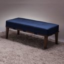 Ver imagem 5 de Puff Decorativo 100cm Martínez Veludo Pés Madeira Azul/Imbúia - Gran Belo