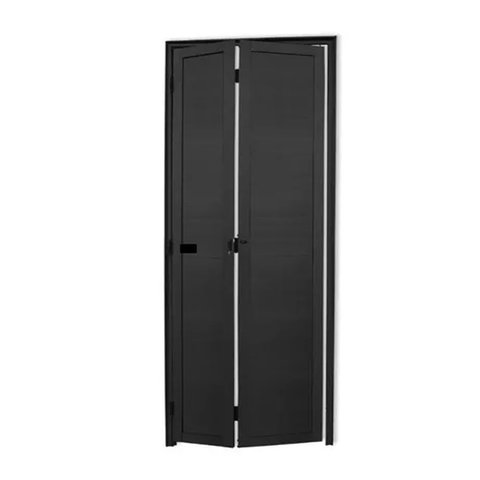 Porta de Alumínio Camarão com Trinco Lado Direito 210x80cm Preto Allo Esquadrias