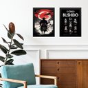 Ver imagem 1 de Kit 2 Quadros Samurai - Código Bushido 24x18cm:moldura Preta