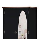 Ver imagem 3 de Guarda Roupa Solteiro Com Espelho 2 Portas 1 Gaveta 60406E Linz Móveis - Preto/Imbuia