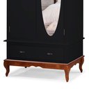Ver imagem 4 de Guarda Roupa Solteiro Com Espelho 2 Portas 1 Gaveta 60406E Linz Móveis - Preto/Imbuia