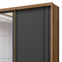 Guarda Roupa Casal San Marino 3 Portas de Correr com Espelho Freijó/Cinza - PR Móveis - 3