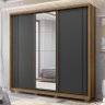 Guarda Roupa Casal San Marino 3 Portas de Correr com Espelho Freijó/Cinza - PR Móveis - 2