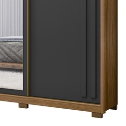 Guarda Roupa Casal San Marino 3 Portas de Correr com Espelho Freijó/Cinza - PR Móveis - 4