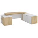 Ver mais imagens de Mesa para Escritório Tamburato 2 Portas 4 Gavetas Mason A02 Carvalho Branco - Lyam Decor
