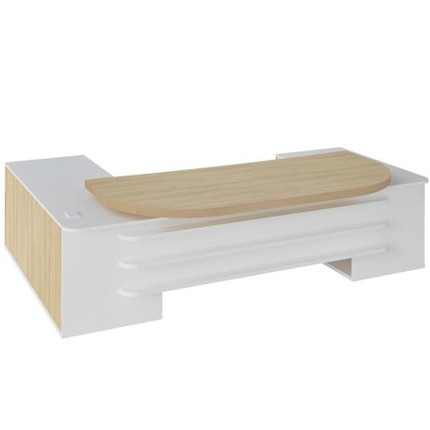 Mesa para Escritório Tamburato 2 Portas 4 Gavetas Mason A02 Carvalho Branco - Lyam Decor