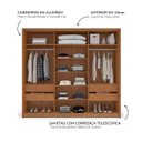 Ver imagem 4 de Guarda Roupa Casal 220cm com 3 Portas e 4 Gavetas 240828 Linha Porto Politorno Móveis
