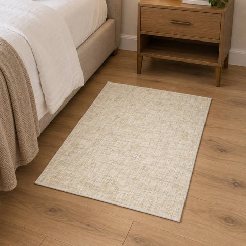 Passadeira Antiderrapante Liso Moderna Toque Macio Aura:Bege/0,60x0,80m