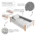 Ver imagem 3 de Cama Infantil Montessoriana Melissa Completa com Colchão e Enxoval Trança Cinza Grade Luminária LED