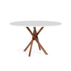 Mesa de Jantar Redonda 6 Lugares 120cm em Madeira June Branco
